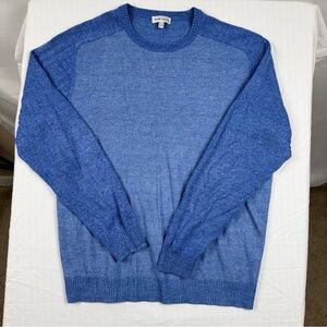 Peter Millar Stafford Saddle Shoulder Crewneck Sweater Blue Wool/Linen Blend